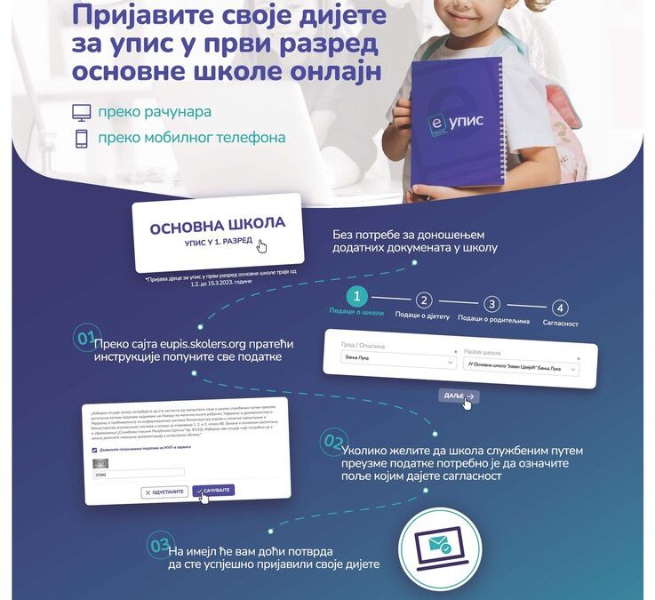 Обавјештење за родитеље дјеце дорасле за упис у први разред